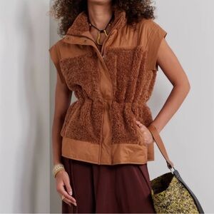 Shiloh Faux Shearling-Trimmed Quilted Shell Vest
